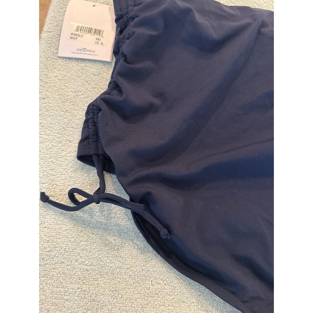Dolfin AquaShape Womens Swim Brief Bottom Navy Blue Ruched Side XL NWT Free Ship - Picture 3 of 5